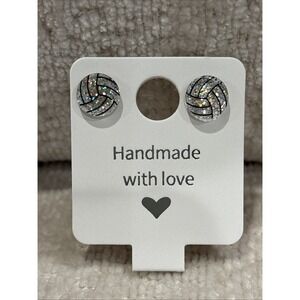 New Glitter Sports Volleyball Mom‎ Stud Post Earrings Bling